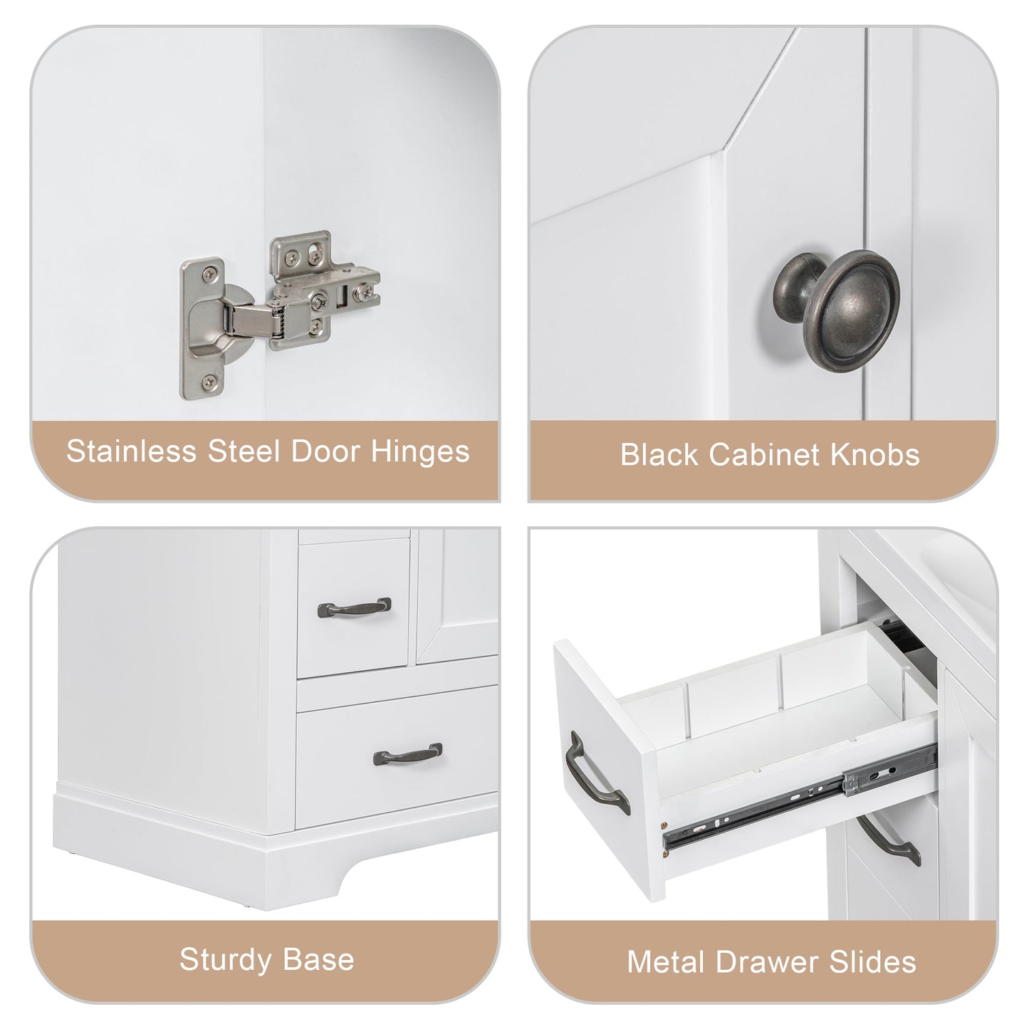 36' Bathroom Vanity with Sink Combo, Six Drawers, Multi-Functional Drawer Div...