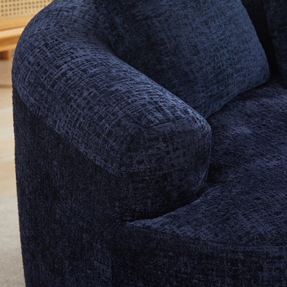Loveseat Curved Chenille Blue Memory Foam 3 Pillows No Assembly 63.2 In 300 LB
