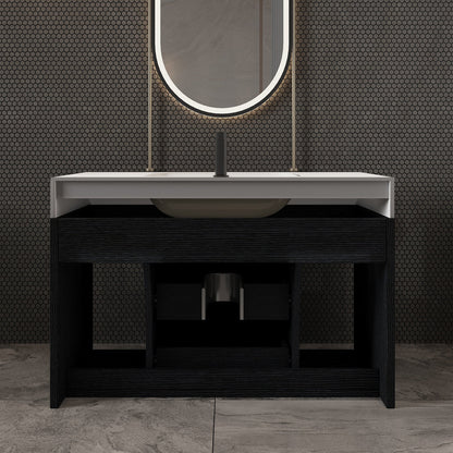 29.9' Modern Floating Bathroom Vanity with Sintered Stone Top Ceramic Undermo...