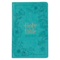 KJV Holy Bible, Standard Size Faux Leather Red Letter Edition - Thumb Index & Ribbon Marker, King James Version, Teal Floral Zipper Closure - Leather