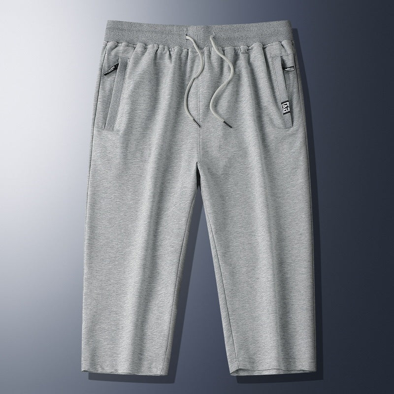 Summer New Mens Casual Ice-Silk Cropped Pants