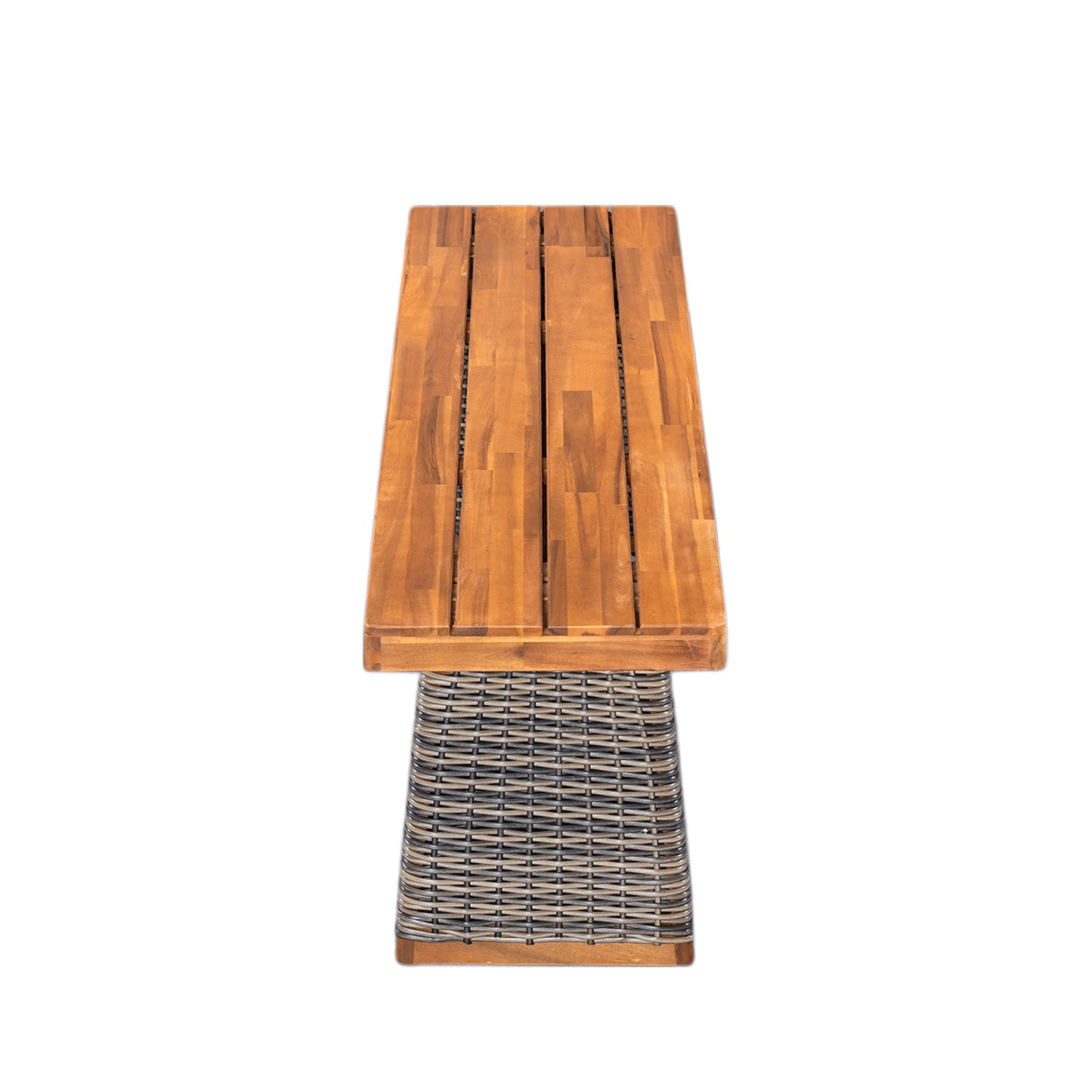 6 Pcs Outdoor Acacia Wood Dining Set with PE Rattan Stacking Chair, Grey