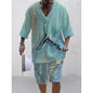 Casual Printing Suit Men's Summer Loose Short Sleeve T-shirt Shorts Set