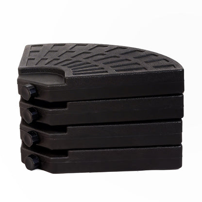 Patio Umbrella Base Fillable Black HDPE 4 Piece 220 LB Water or Sand