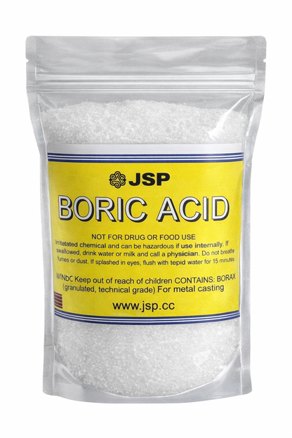JSP & GTE Boric Acid Powder 8oz or 1lb Bag – 99.9% Pure Anhydrous H3BO3 for Gold Refining, Jewelry Casting, and Industrial Use