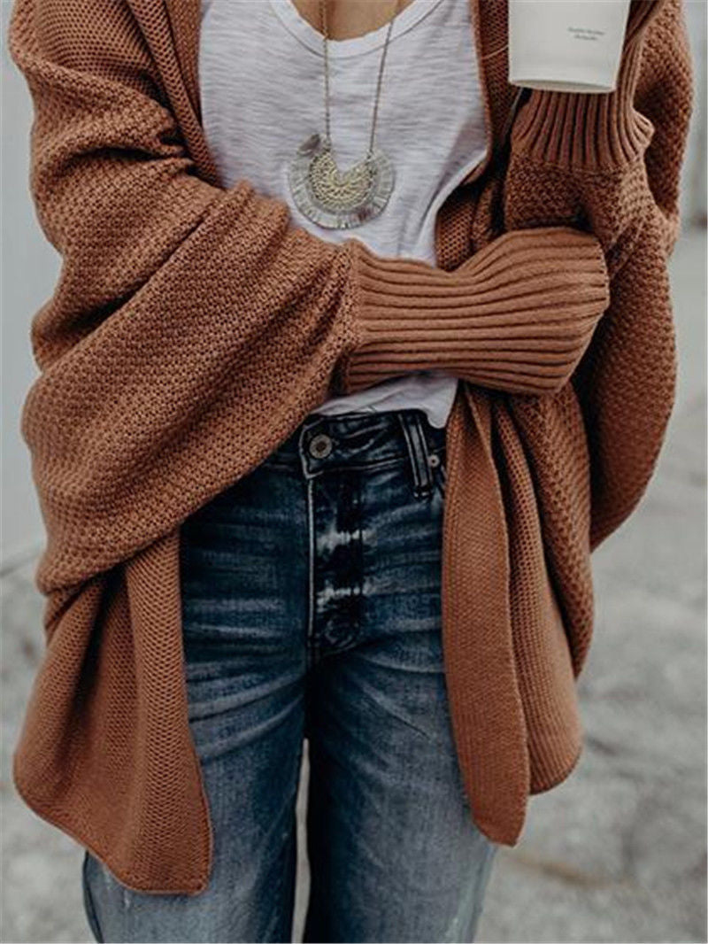 Bat Ssleeve Plus Size Knitted Cardigan Sweater