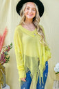 And The Why Distressed Mesh V Neck Spring Sweater Cover Up