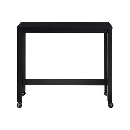 Desks and Stool Set 3pc Black Finish Rolling Desk with Casters, 2 Charging ports Home Office Furniture
