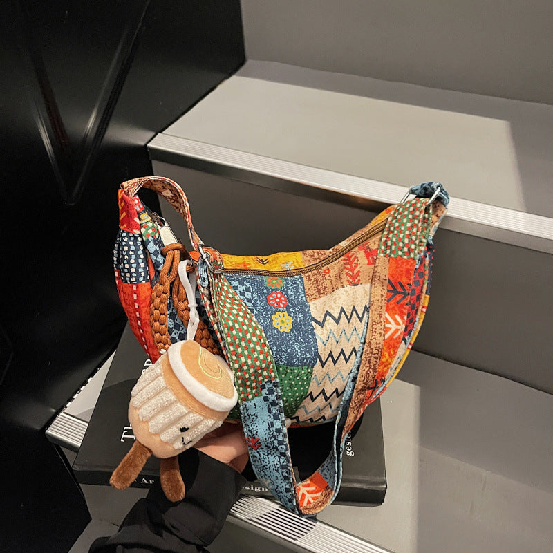 Textured Casual Personalized Fabric Bag Fashionable Single-shoulder Crossbody Bag
