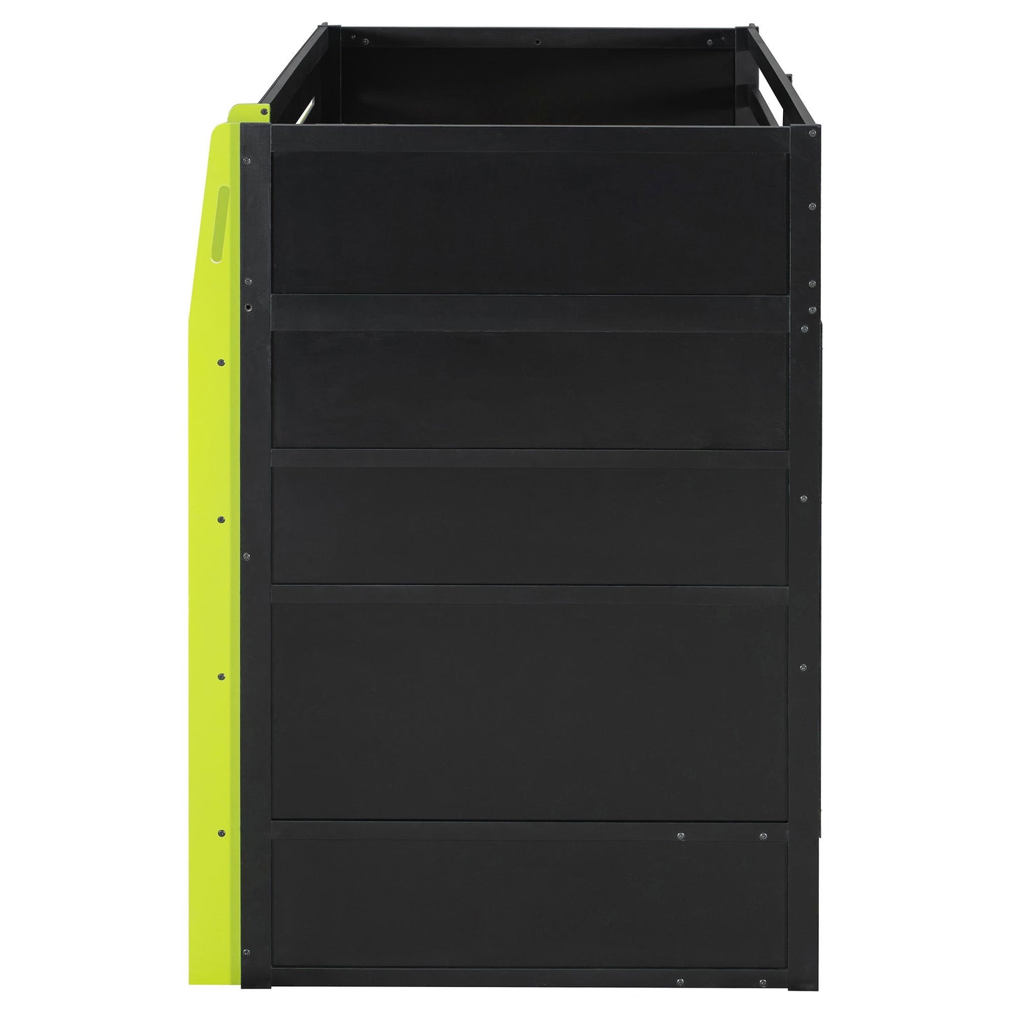 Twin Size Wood Loft Bed with Desk, Multi-storage Shelves and RGB Light, Green