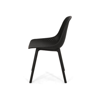 Accent Chair Minimalist Polypropylene Black Perforated Diamond Mesh 18.5x22 In