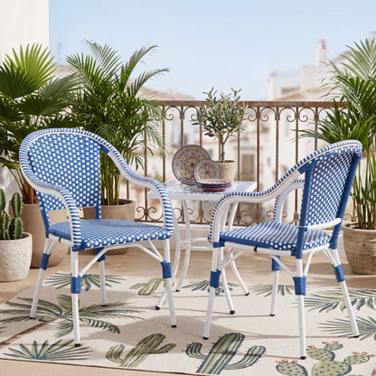 Outdoor Bistro Chairs Patio Dining Chairs Aluminum Frame PP Rattan Armchairs Set of 2
