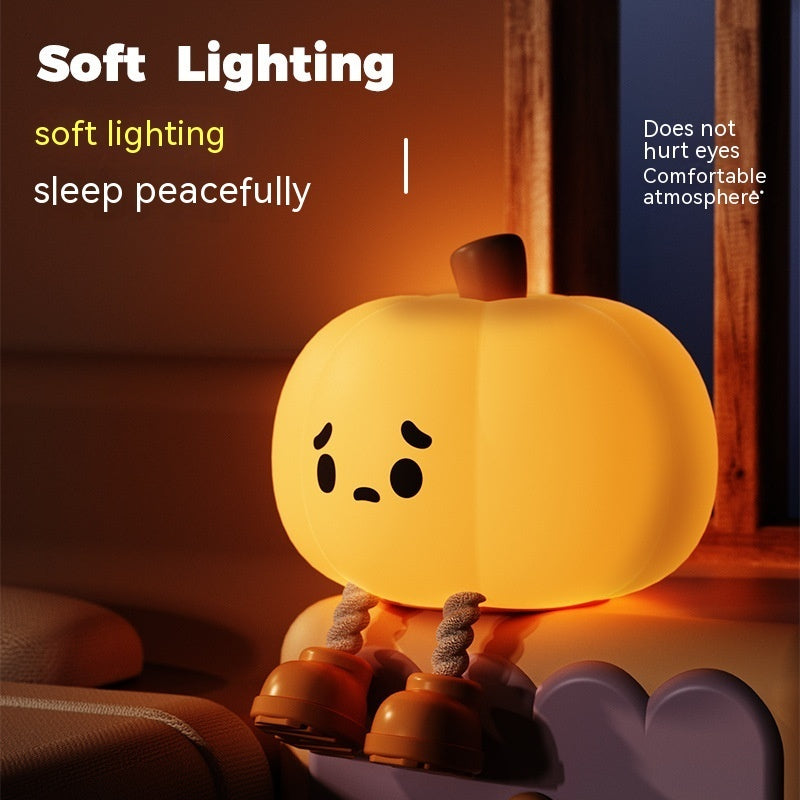 ute Halloween Pumpkin Night Light Soft Silicone Touch Dimmable Kids Lamp