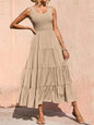 Smocked Tiered Midi Dress with Wide Straps