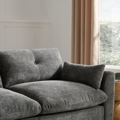 Sectional Sofa U-Shape Chenille Gray 6 Seat USB Console 136 In