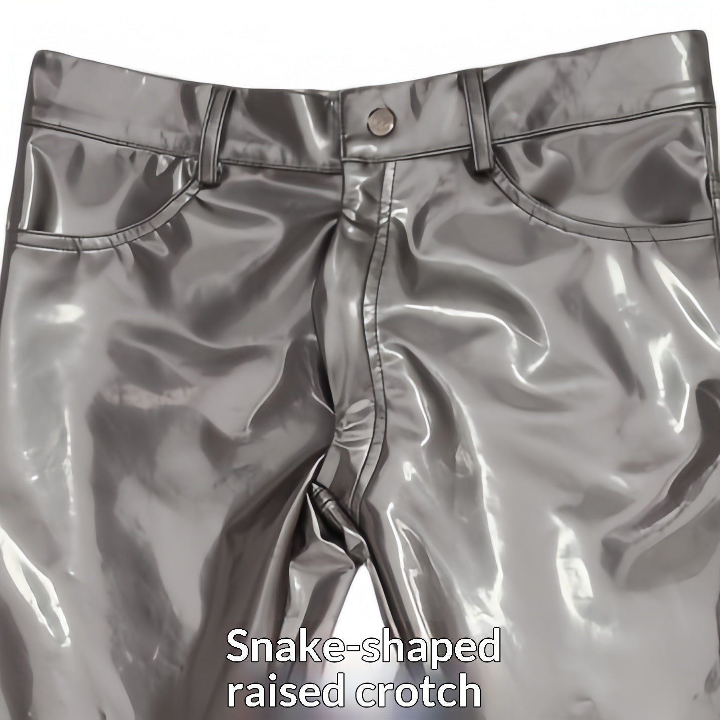 Mens Mirrored PU Latex Faux Leather Pants