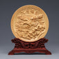 Wood Carving Dragon and Phoenix Round Carving Art Statue High Quality