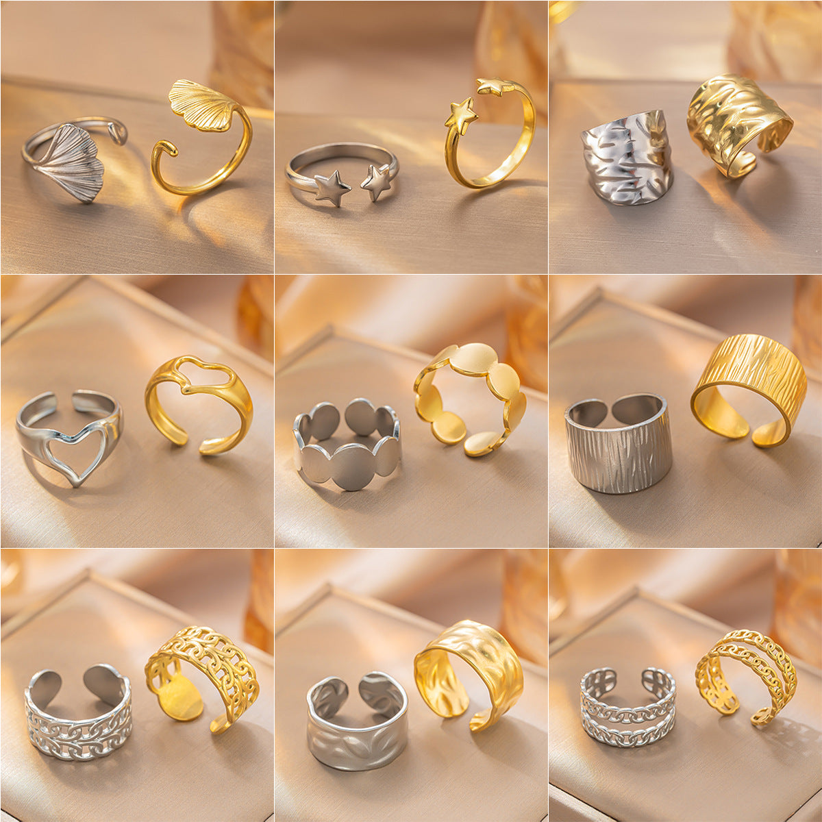 Stainless Steel Adjustable Open Ring For Women