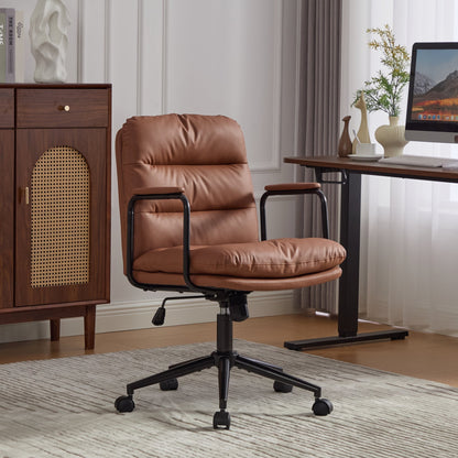 Office Chair,Mid Back Home Office Desk Task Chair with Wheels and Arms Ergono...