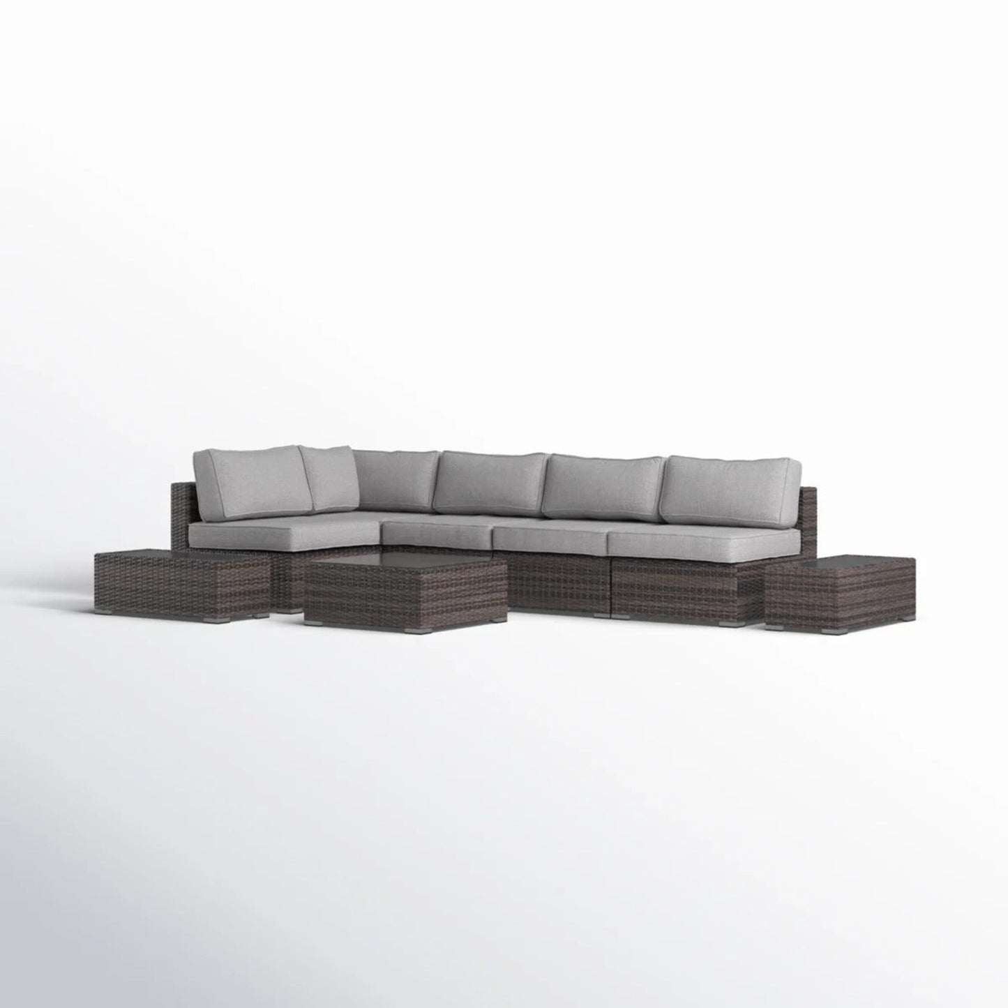 Outdoor Sectional Set HDPE Wicker Espresso 8 Piece Seats 4