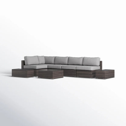 Outdoor Sectional Set HDPE Wicker Espresso 8 Piece Seats 4