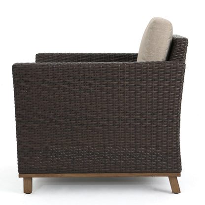Club Chair PE Rattan Iron Brown Modern Outdoor