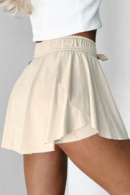 Drawstring High Waist Lined Active Skorts