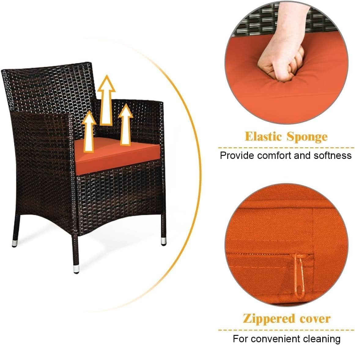 Rattan Patio Set With Cushioned Chairs And Glass Table
