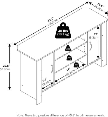 50 Inch White TV Stand With Concealed Storage And Shelves