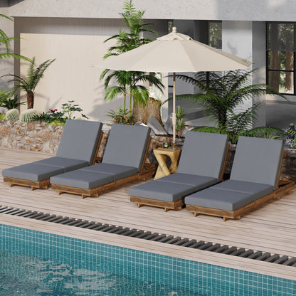 Outdoor Chaise Lounge Acacia Wood Dark Gray 6 Position Adjustable