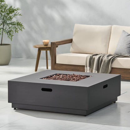 Stylish 40' Square Fire Pit in Brown and Gold Iron for Outdoor Warmth