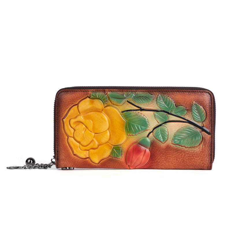 New Embossed Womens Wallet Long Zipper Purse