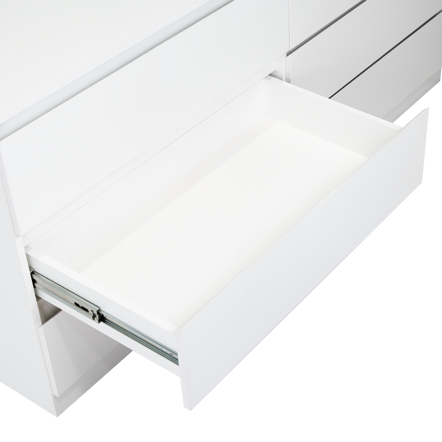 Dresser Minimalist Set of 2 6-Drawer White Particle Board Metal Legs 60.4 In