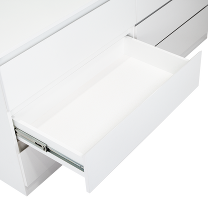 Dresser Minimalist Set of 2 6-Drawer White Particle Board Metal Legs 60.4 In