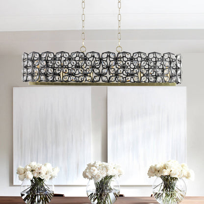 Chandelier Crystal Black Gold Geometric Modern Pendant 39 In