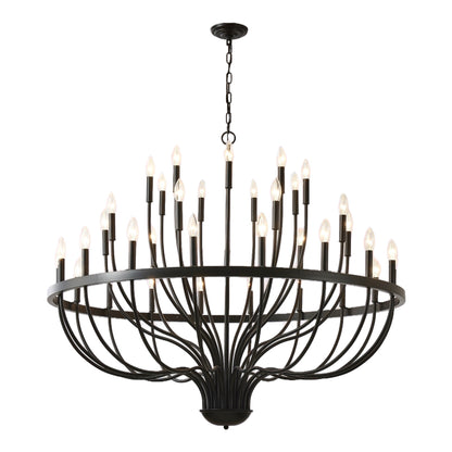 Chandelier 36-Light Black Industrial Iron Candle Farmhouse Pendant