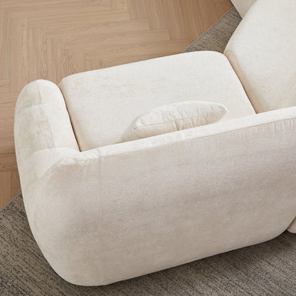 Sectional Sofa Curved Modular Chenille Beige 4 Seat 900 LB No Assembly