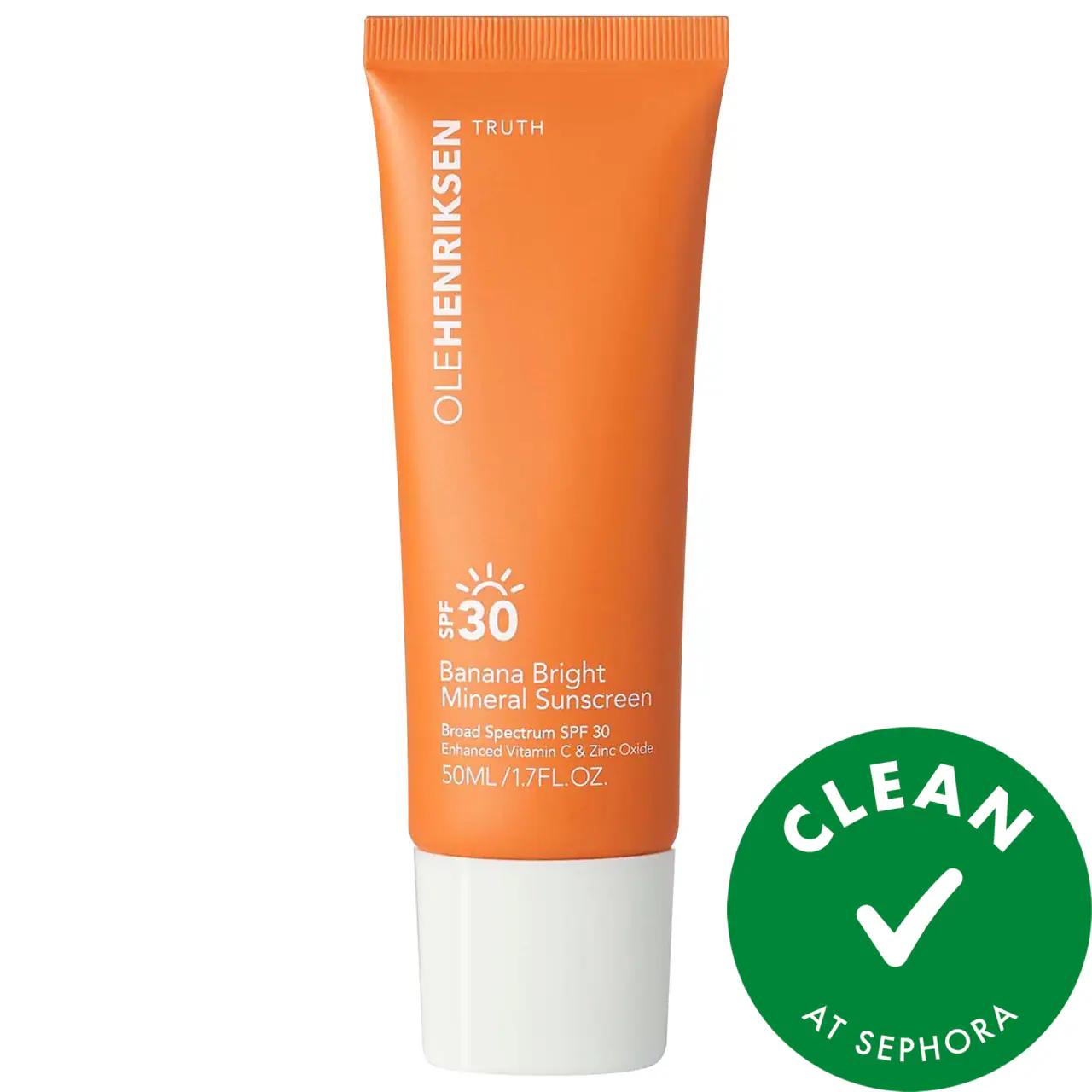 Banana Bright Mineral Face Sunscreen SPF 30 - Vegan, Gluten-Free, Cruelty-Free Face Sunscreen with Zinc Oxide and Vitamin C