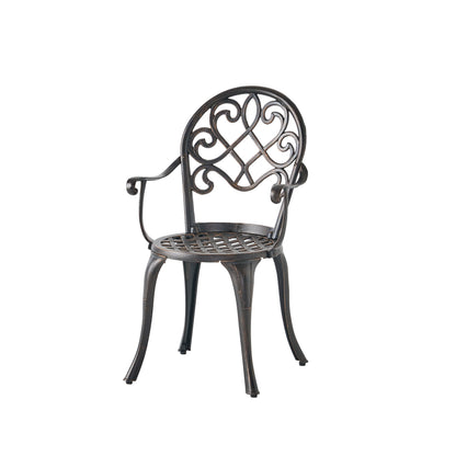 Outdoor Bistro Set Cast Aluminum Copper 3 Piece Ice Bucket Table 2 Chairs