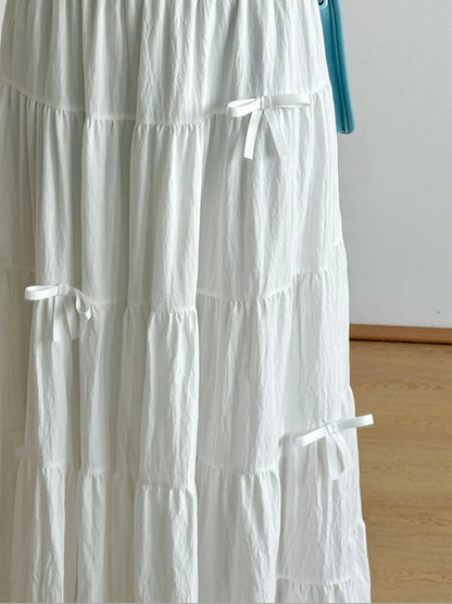 Tiered Elastic Waist Maxi Skirt