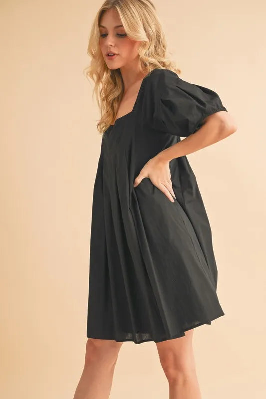 Aemi + Co Square Neck Babydoll Dress with Pockets