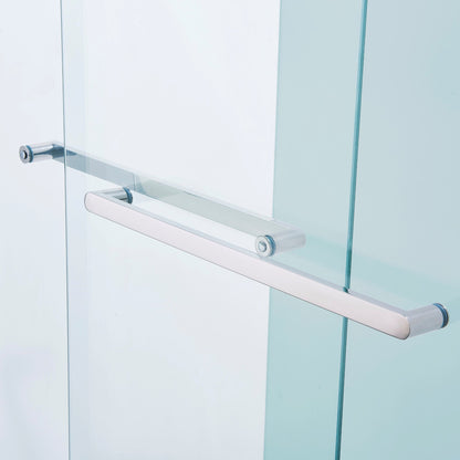 56-60in W x 60in H Double Sliding Tub Shower Door, Chrome Aluminum, 6mm Glass