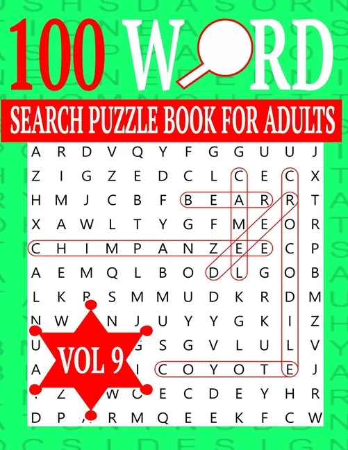 100 Word Search Puzzle Book For Adults: Word Search Puzzles for Adults and Seniors 8.5 x 0.58 x 11 inches Vol 9 - Paperback
