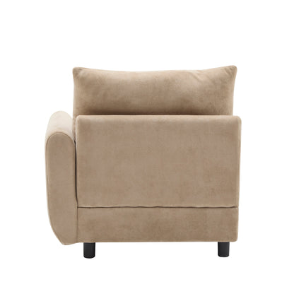 Sectional Sofa Modular Velvet Camel 5 Seat 99 In Eucalyptus Frame