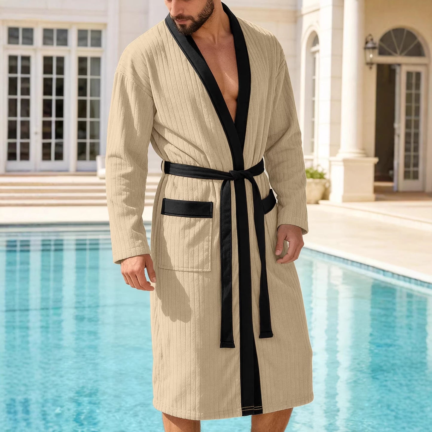Men's Long Jacquard Soft Solid-Colored Belt