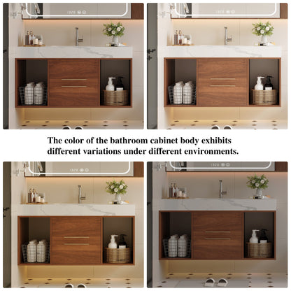 39.4 '' Floating Bathroom Vanity with Ceramic sink,Wall Mounted Vanity 2 Soft...