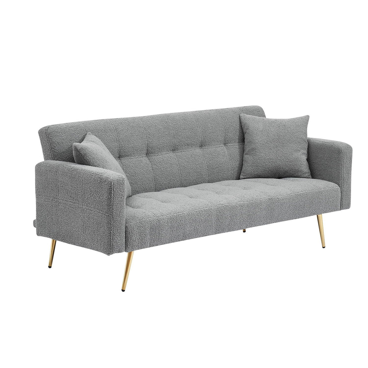 Teddy Fleece Sofa Bed With Luxurious Throw Pillows