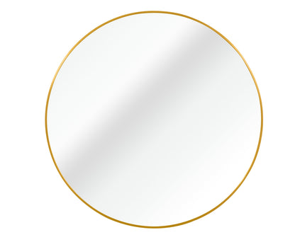 Wall Mirror Round Aluminum Frame Gold 30 In HD Glass Shatterproof Film