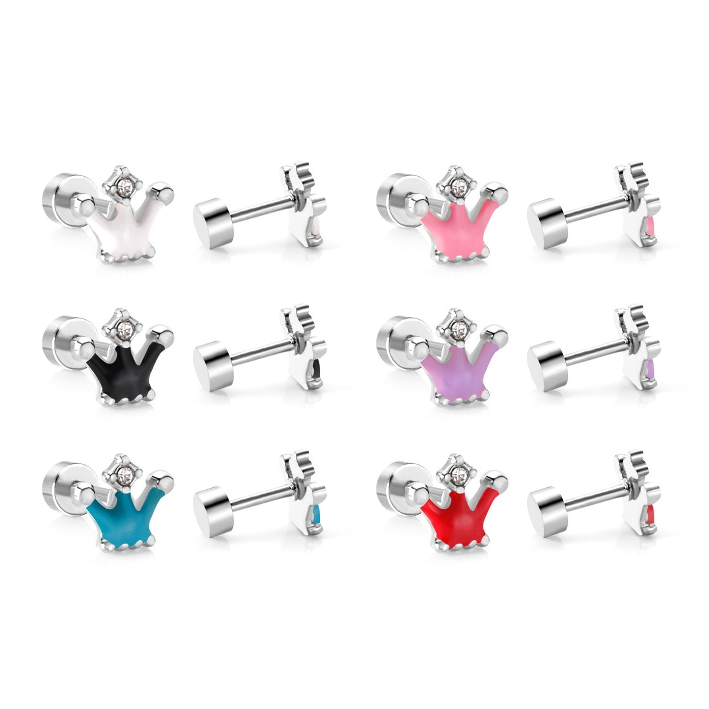 Cute And Sweet Crown-flower Earrings Stainless Steel Stud Earrings
