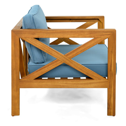Outdoor Conversation Set Acacia Wood 3 Piece Club Chairs
